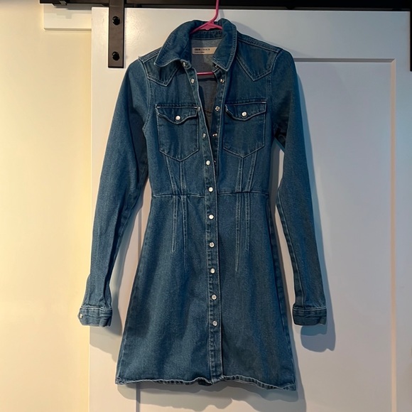 ASOS blue denim structured button up collared dress - Picture 2 of 6